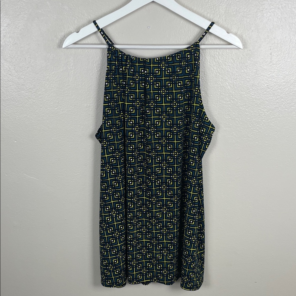 EUC Banana Republic Black, blue and Yellow Geometric Tank Top. XL